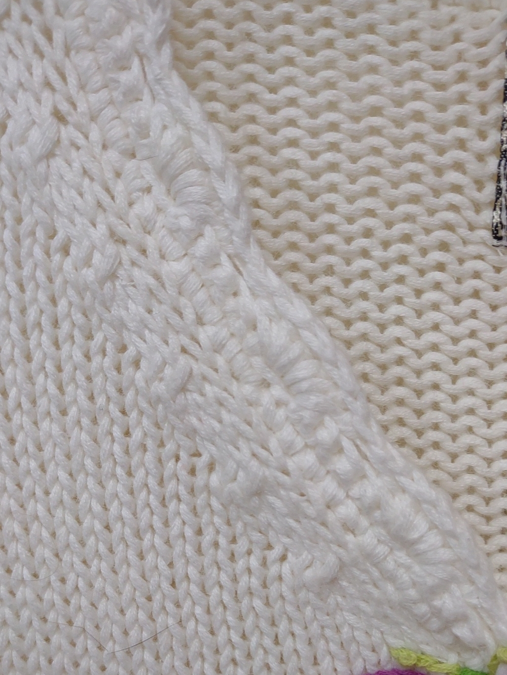 Curio Vintage White Knit Cottage-Style BU Cardigan Whimsical Decorative Buttons - Picture 4 of 15